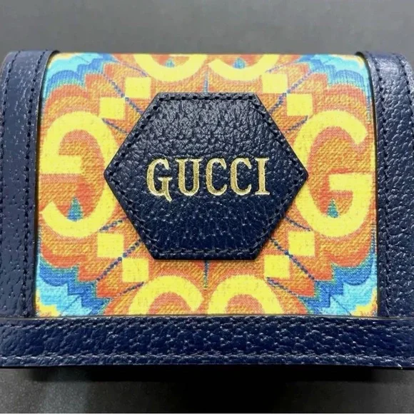 Gucci GG Centennial Kaleidescope Bi-Fold Wallet 676297 Blue - Picture 1 of 10